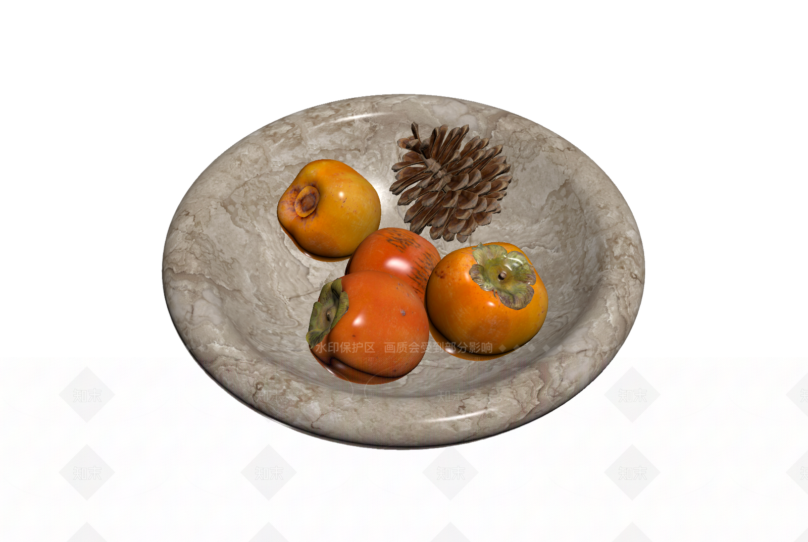 大理石果盘装饰组合3D模型下载【ID:1206203392】