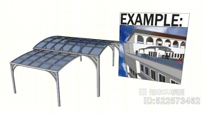 玻璃面板遮阳篷SU模型下载【ID:522573462】