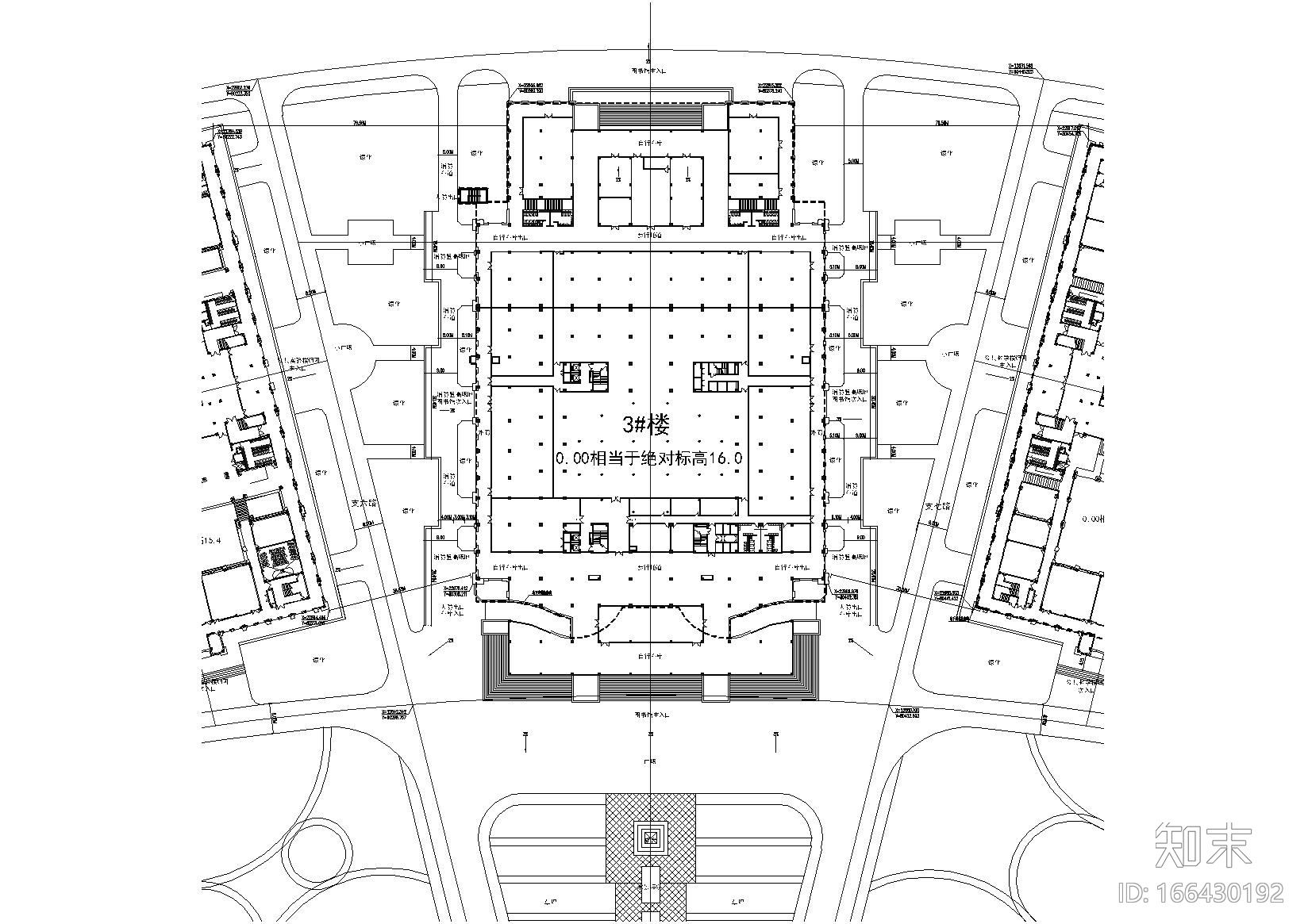 [福建]厦门大学翔安校区主楼群建筑施工图cad施工图下载【ID:166430192】