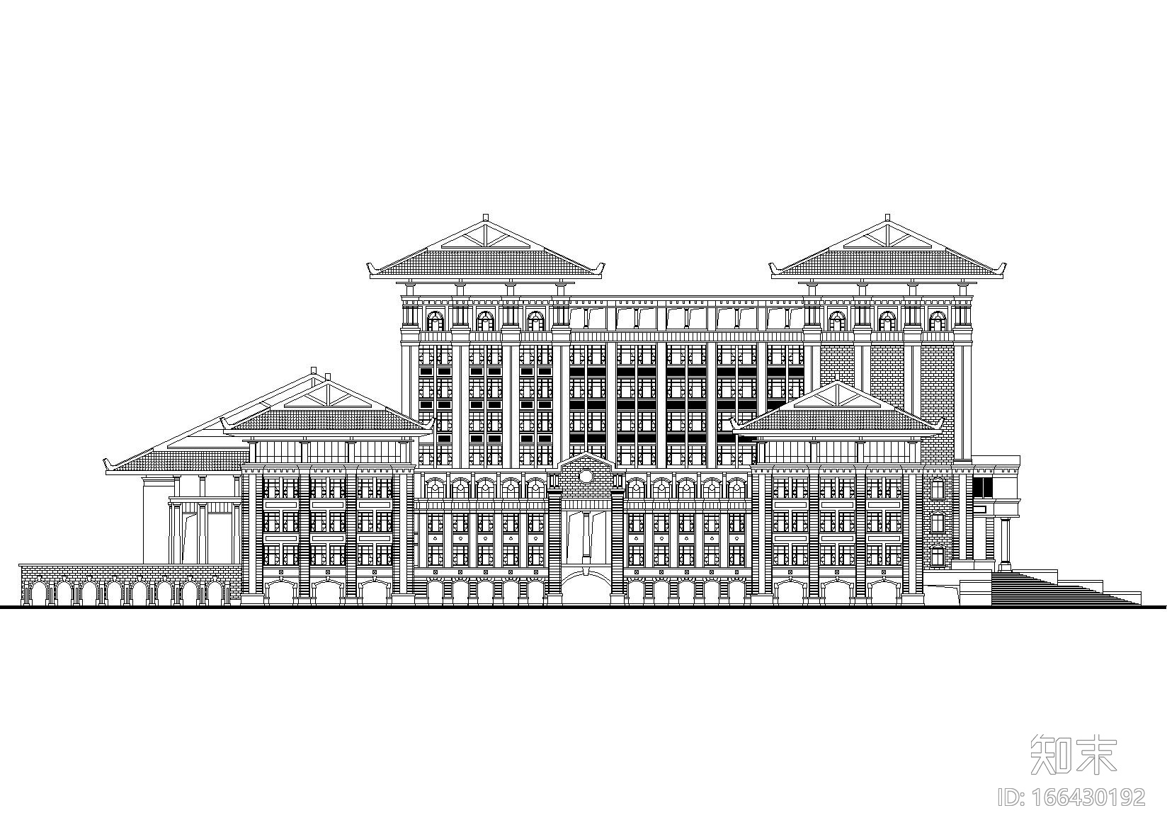 [福建]厦门大学翔安校区主楼群建筑施工图cad施工图下载【ID:166430192】