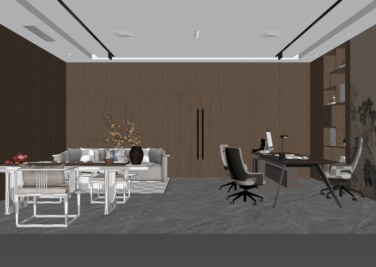 新中式办公室3D模型下载【ID:1214801406】