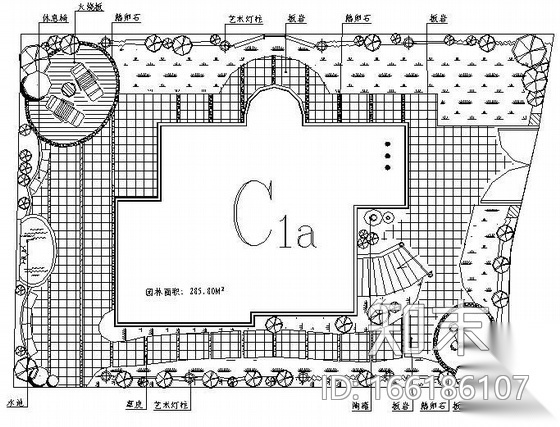 广州某别墅区三类别墅庭院景观设计平面图施工图下载【ID:166186107】