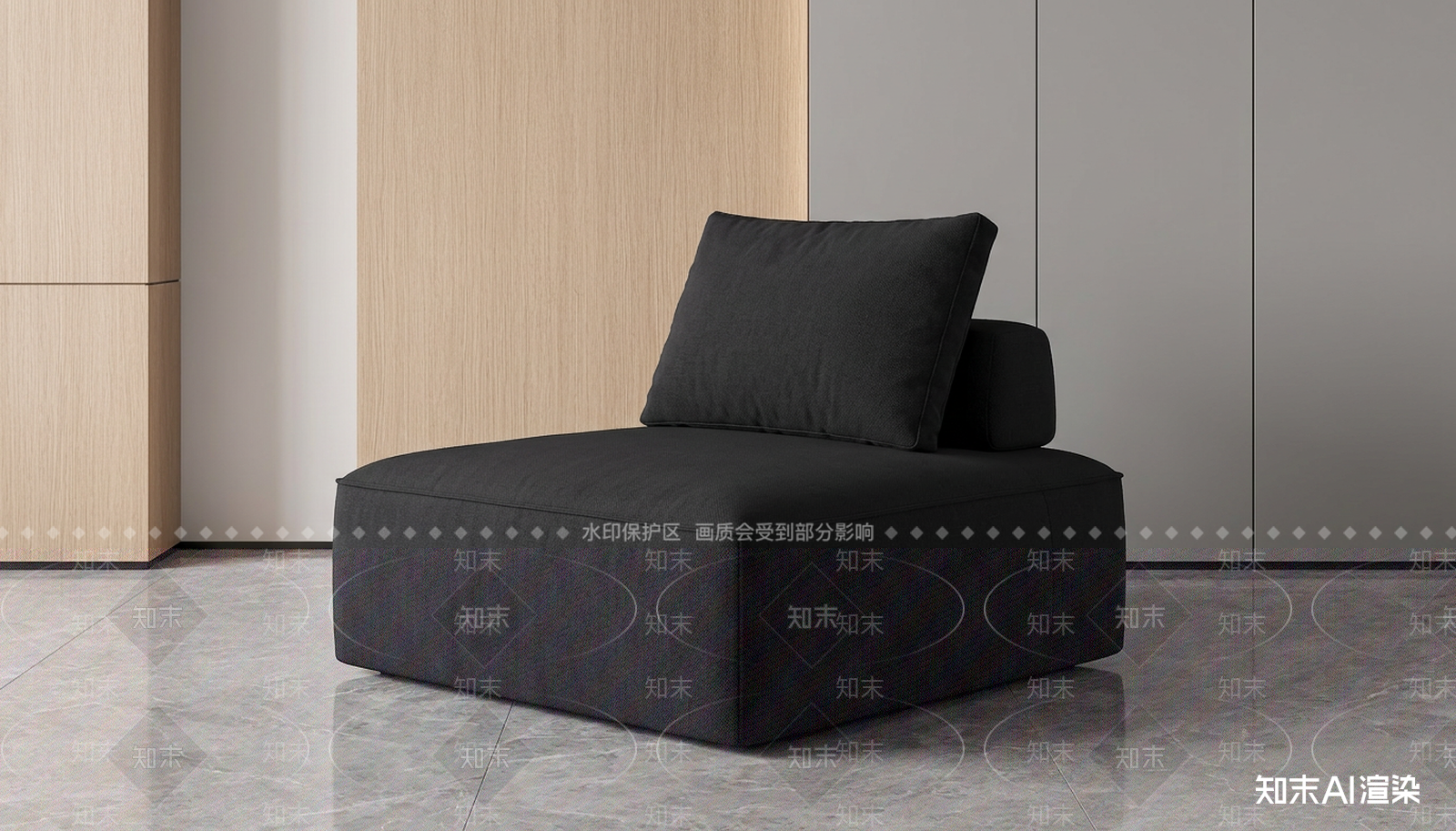 黑色单人沙发单人沙发3D模型下载【ID:1227425752】