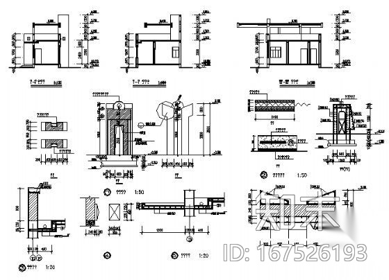 金华市某工具公司大门建筑方案图cad施工图下载【ID:167526193】