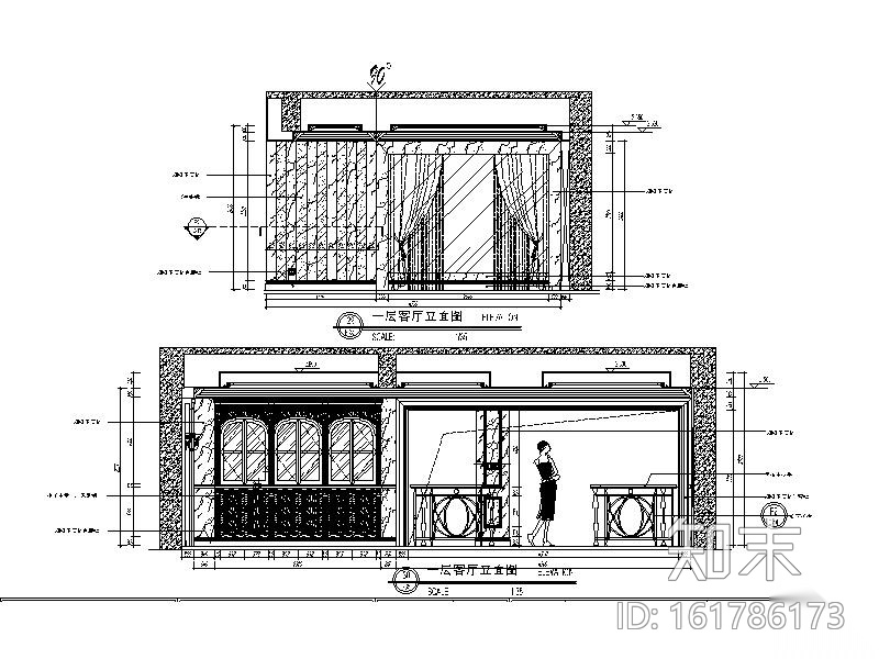 [安徽]精装欧式住宅室内设计施工图（含效果图）cad施工图下载【ID:161786173】