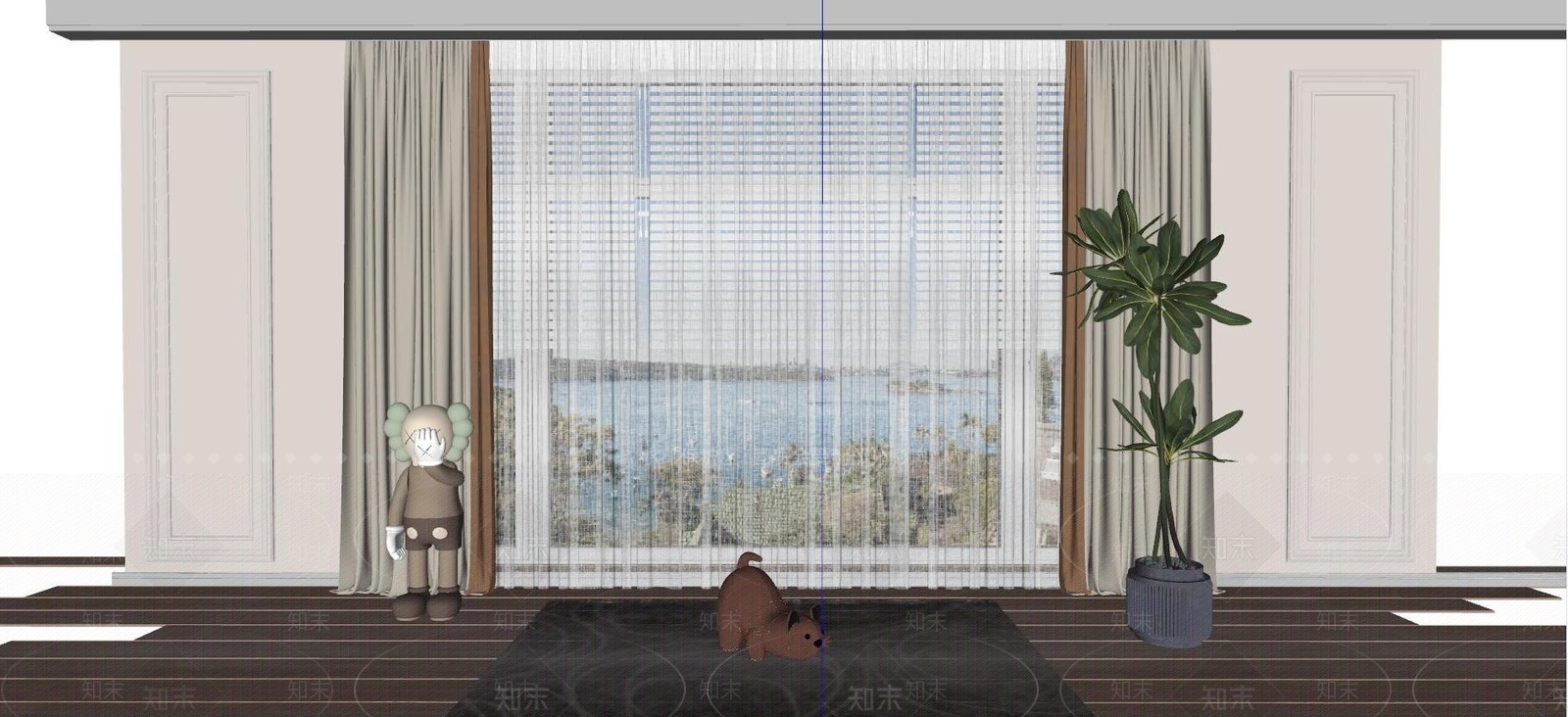 现代窗帘SU模型下载【ID:1123105665】