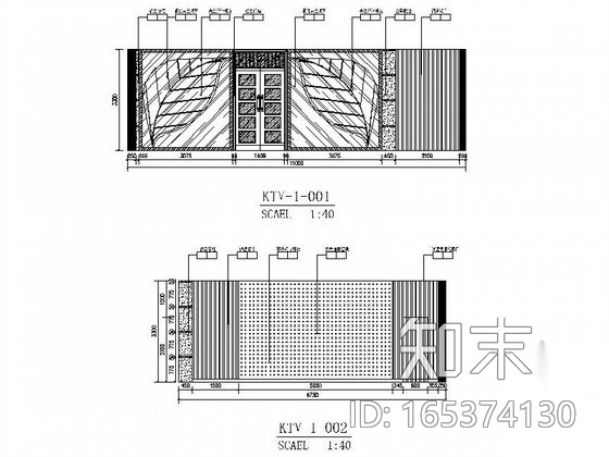 现代KTV包间室内装修设计图cad施工图下载【ID:165374130】