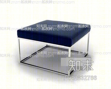 现代蓝色布艺脚凳3D模型下载【ID:42832766】