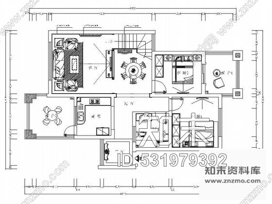 施工图豪华复古新中式风格别墅室内装修施工图含效果cad施工图下载【ID:531979392】