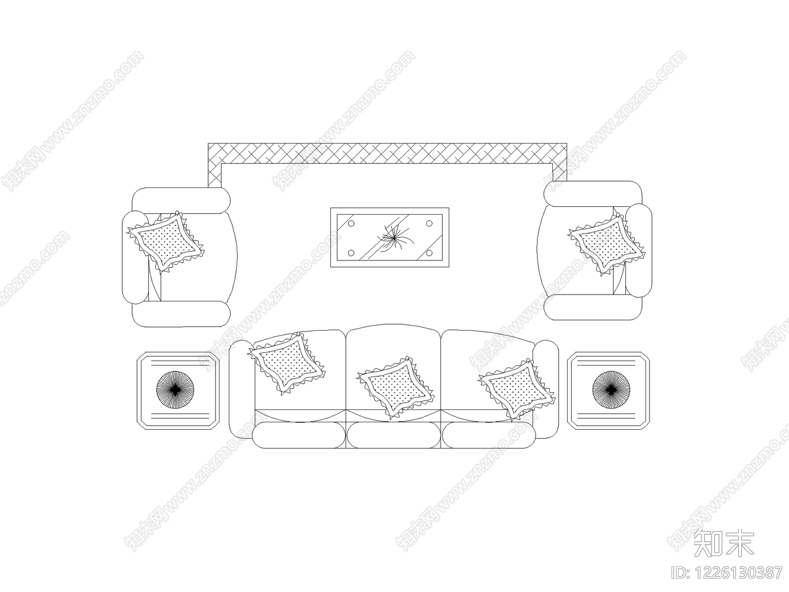 沙发cad施工图下载【ID:1226130387】