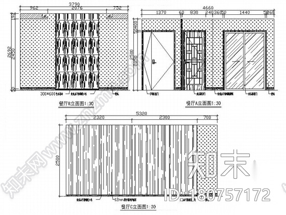 [西安]简约现代风格四居室样板房装修施工图cad施工图下载【ID:180757172】