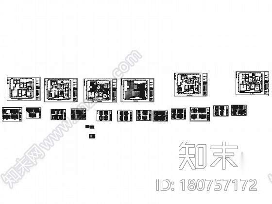 [西安]简约现代风格四居室样板房装修施工图cad施工图下载【ID:180757172】