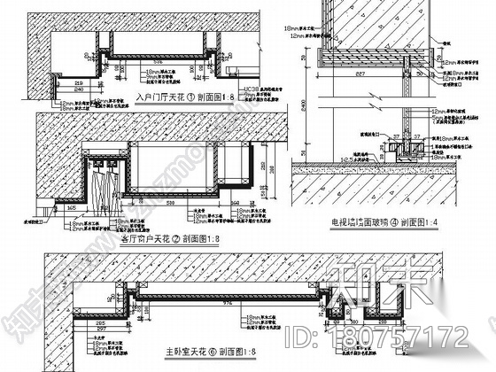 [西安]简约现代风格四居室样板房装修施工图cad施工图下载【ID:180757172】