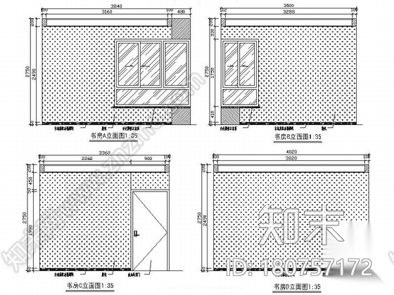 [西安]简约现代风格四居室样板房装修施工图cad施工图下载【ID:180757172】