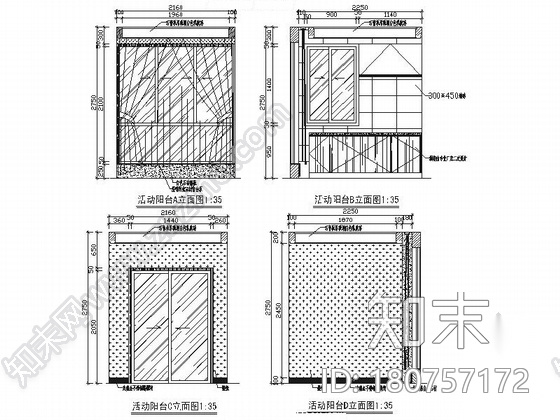 [西安]简约现代风格四居室样板房装修施工图cad施工图下载【ID:180757172】