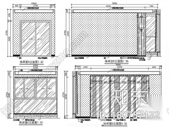 [西安]简约现代风格四居室样板房装修施工图cad施工图下载【ID:180757172】