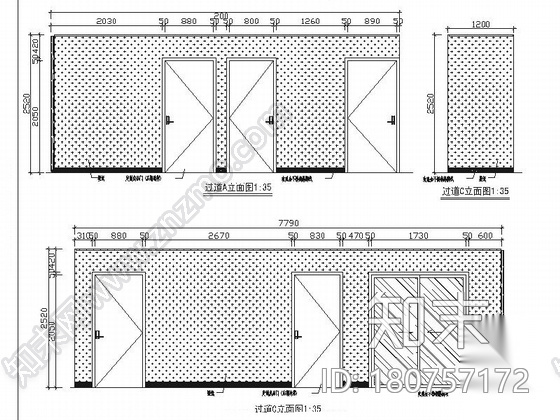 [西安]简约现代风格四居室样板房装修施工图cad施工图下载【ID:180757172】