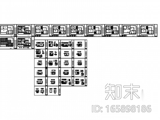 精装三居室样板房室内设计CAD施工图施工图下载【ID:165898186】