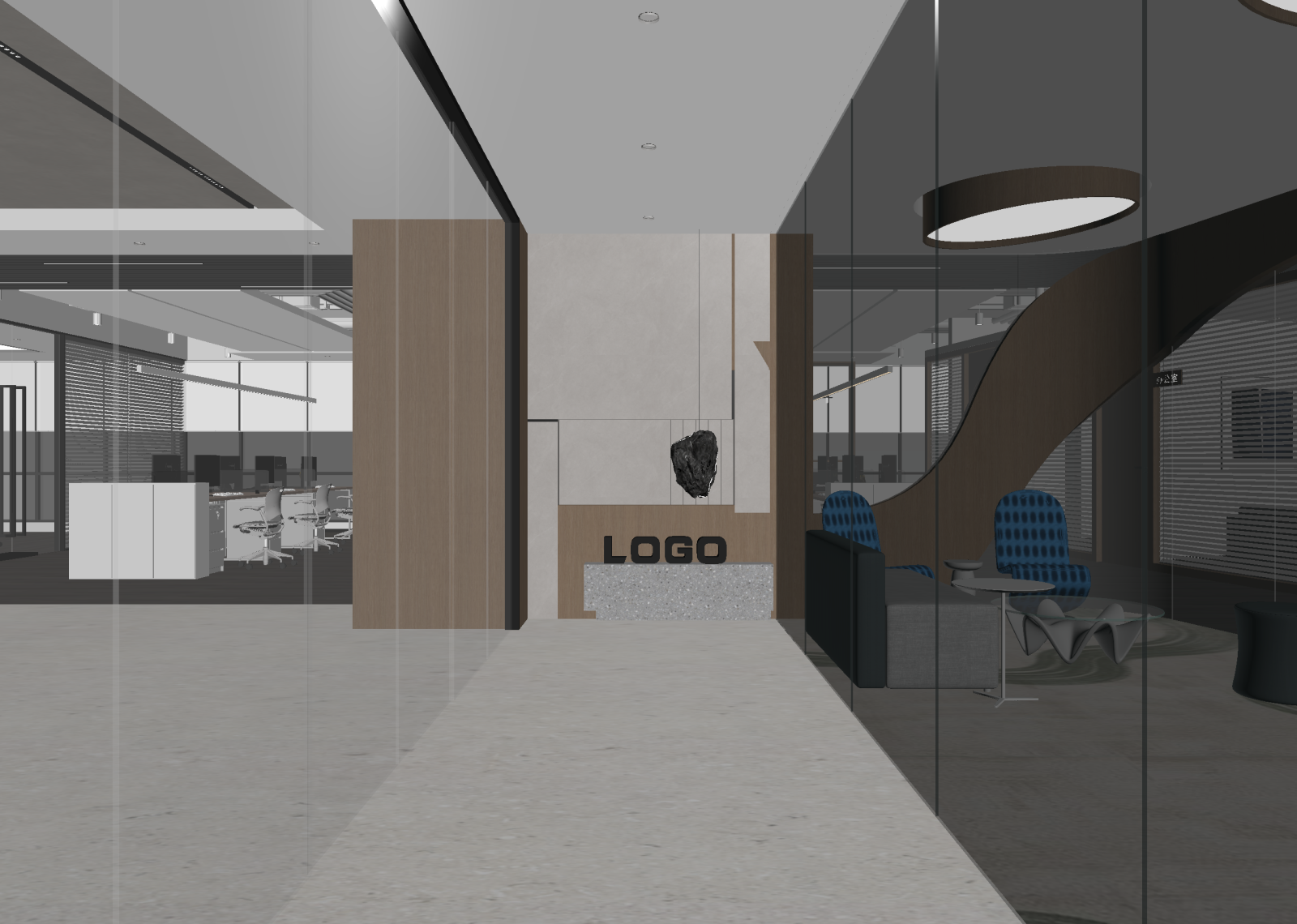 现代办公大厅3D模型下载【ID:1214681117】