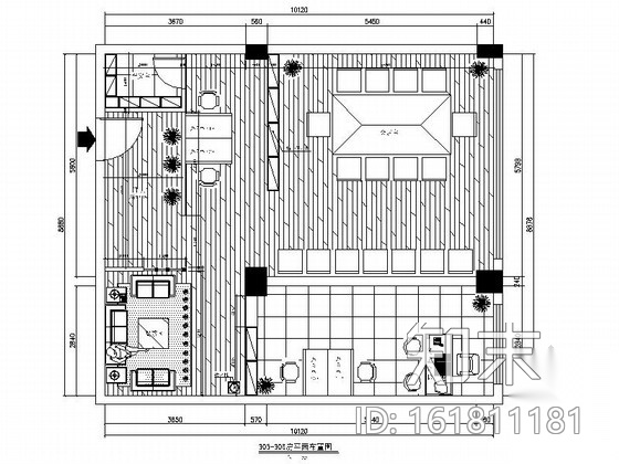 中式风格商会办公空间装修图（含效果）cad施工图下载【ID:161811181】