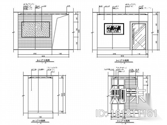 中式风格商会办公空间装修图（含效果）cad施工图下载【ID:161811181】