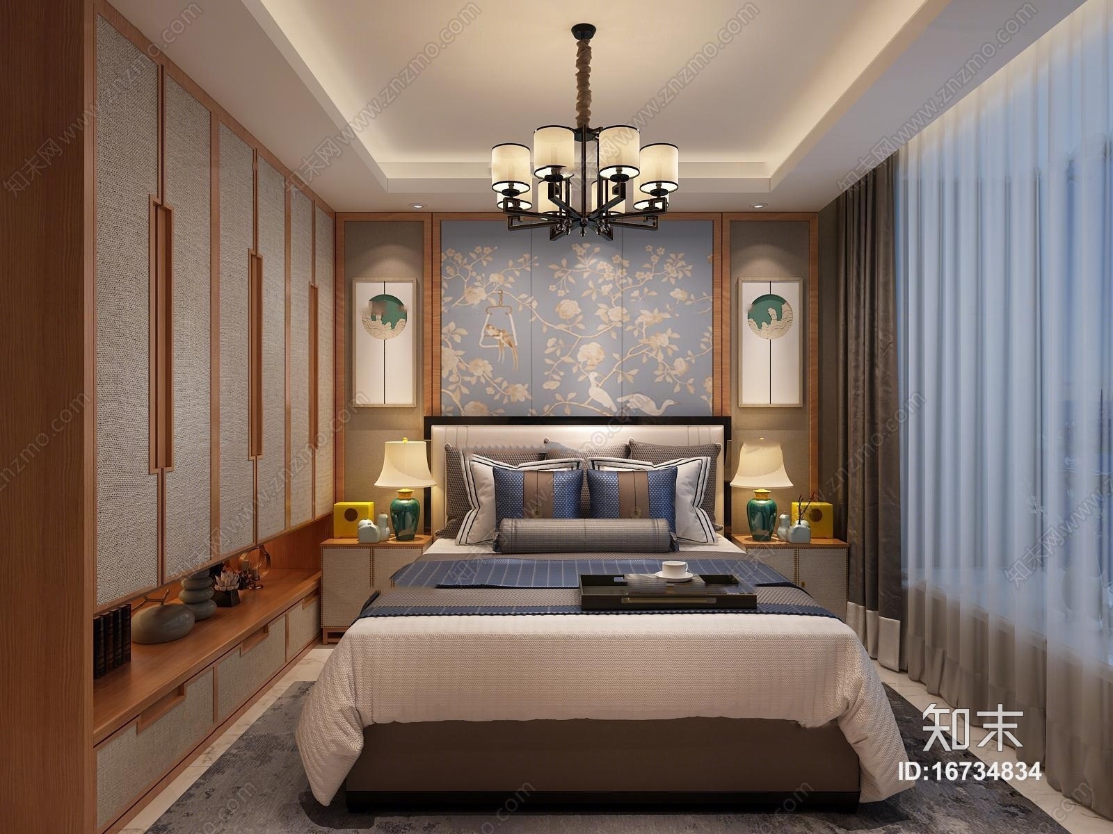 中式卧室3D模型下载【ID:16734834】