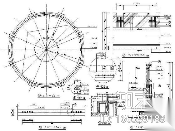 大堂环形栏杆详图cad施工图下载【ID:166599183】
