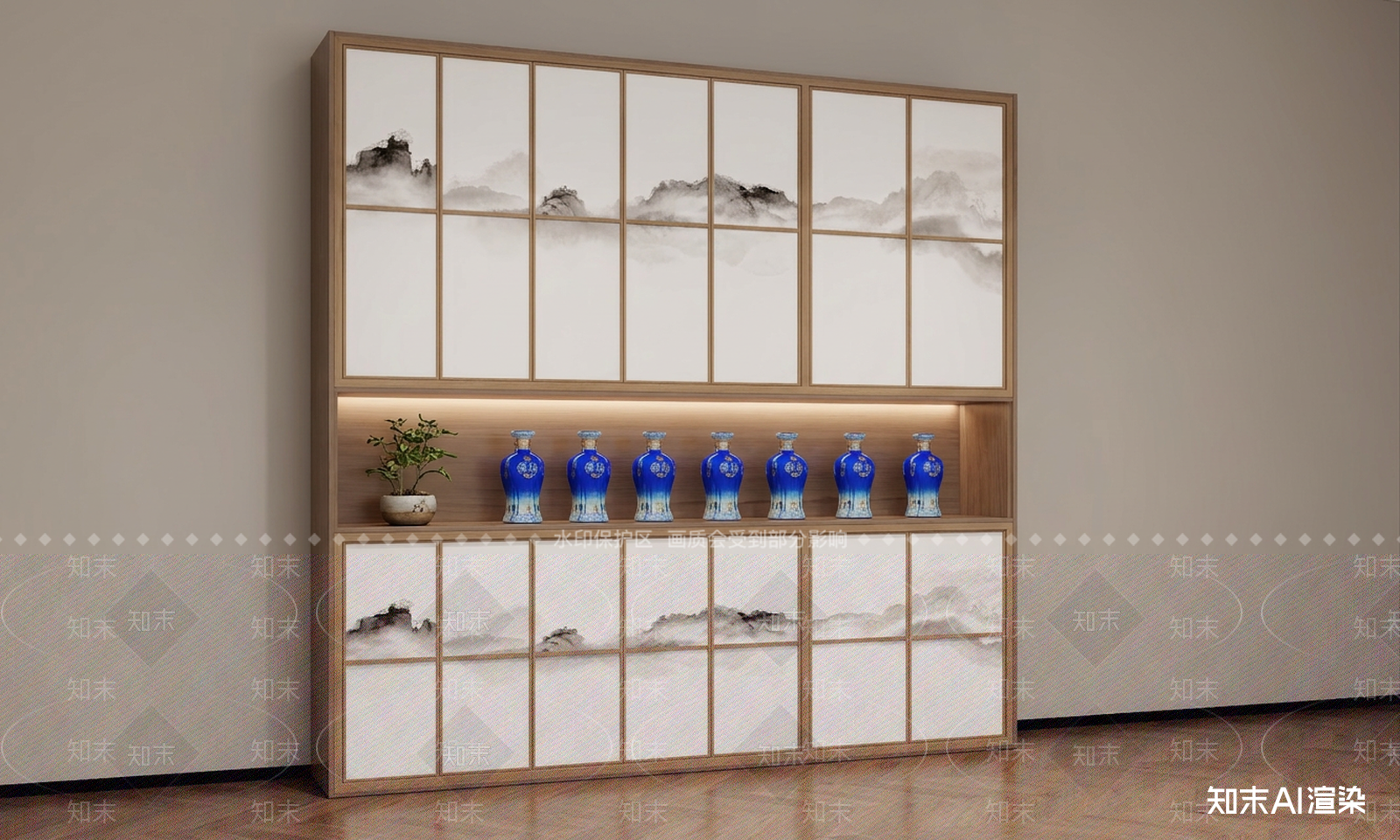 装饰展示柜体酒柜3D模型下载【ID:1227539379】