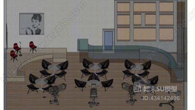 咖啡厅的脱口秀SU模型下载【ID:434142496】