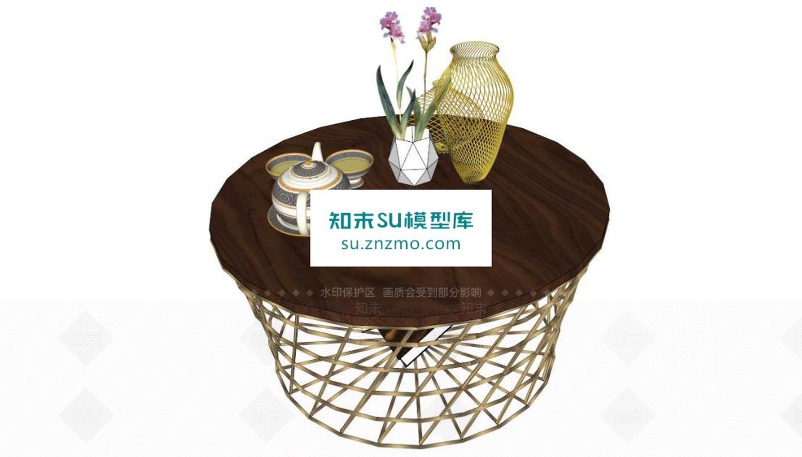 现代圆茶几SU模型下载【ID:168425245】