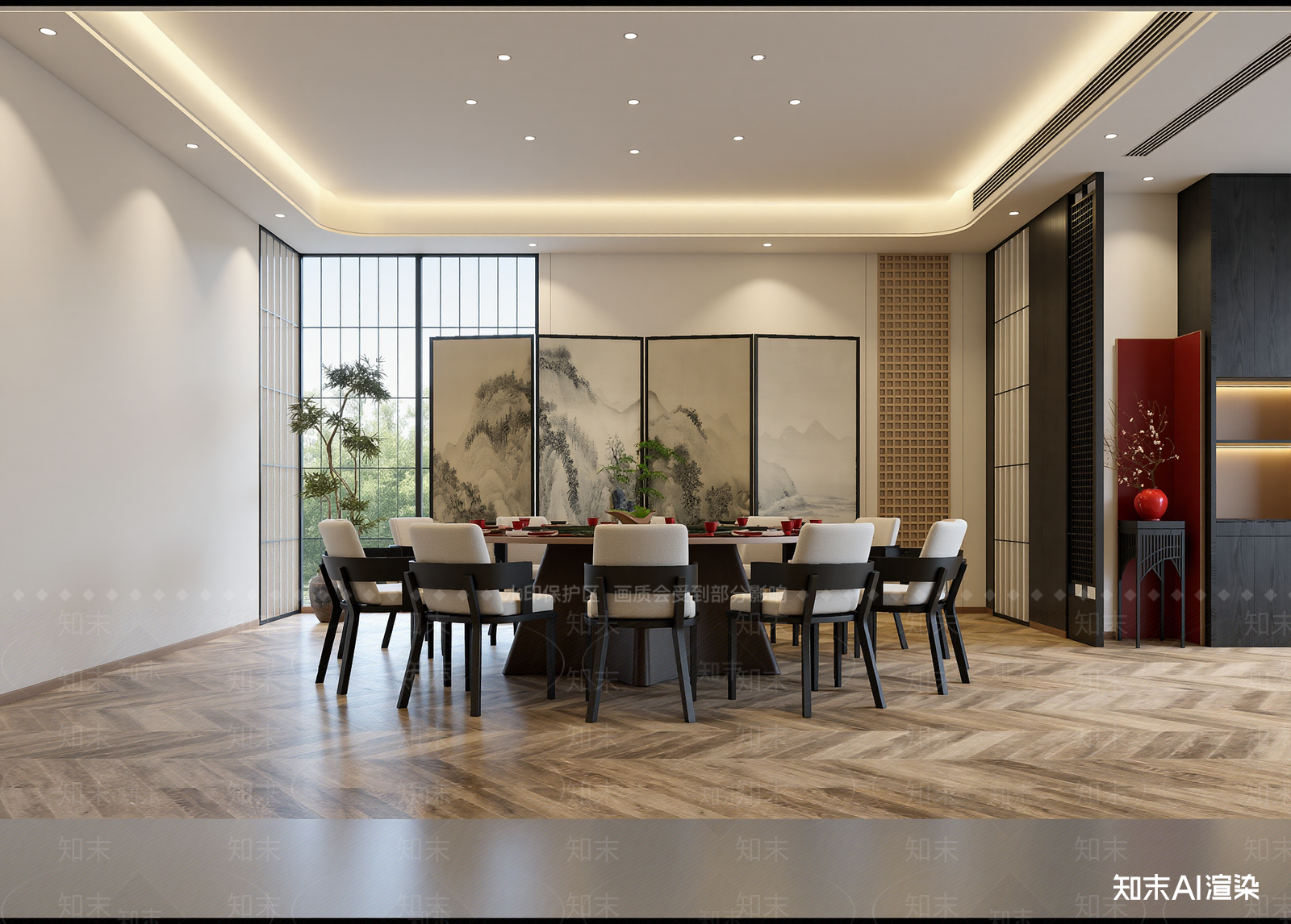 新中式中餐厅3D模型下载【ID:1214246132】