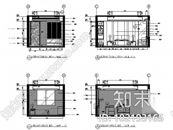 [绍兴]现代四居室A戶型样板房概念室内设计图（含软装）施工图下载【ID:182193165】