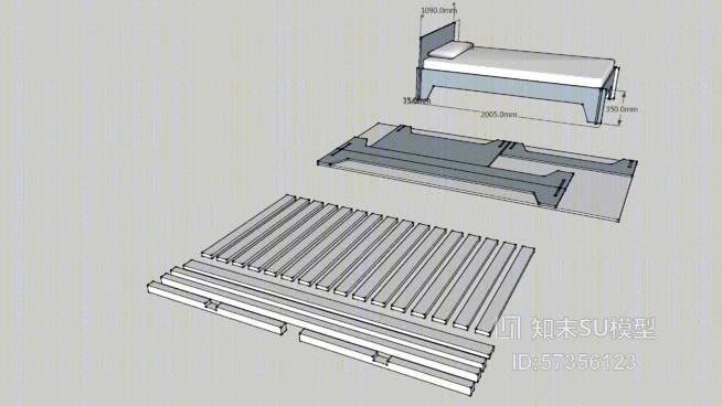 单人床SU模型下载【ID:517861141】