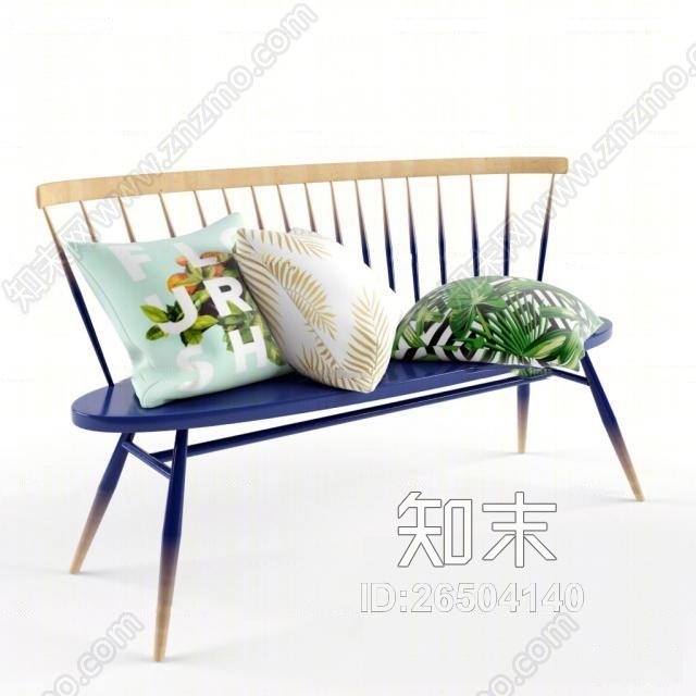 现代休闲椅抱枕组合3D模型下载【ID:26504140】