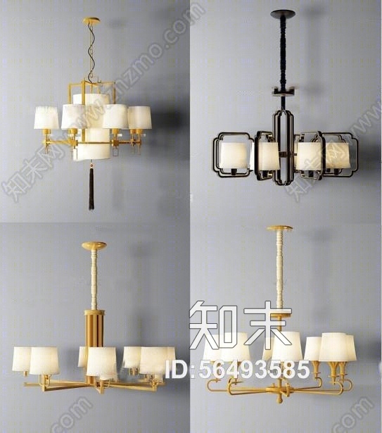 简欧金属吊灯3D模型下载【ID:56493585】