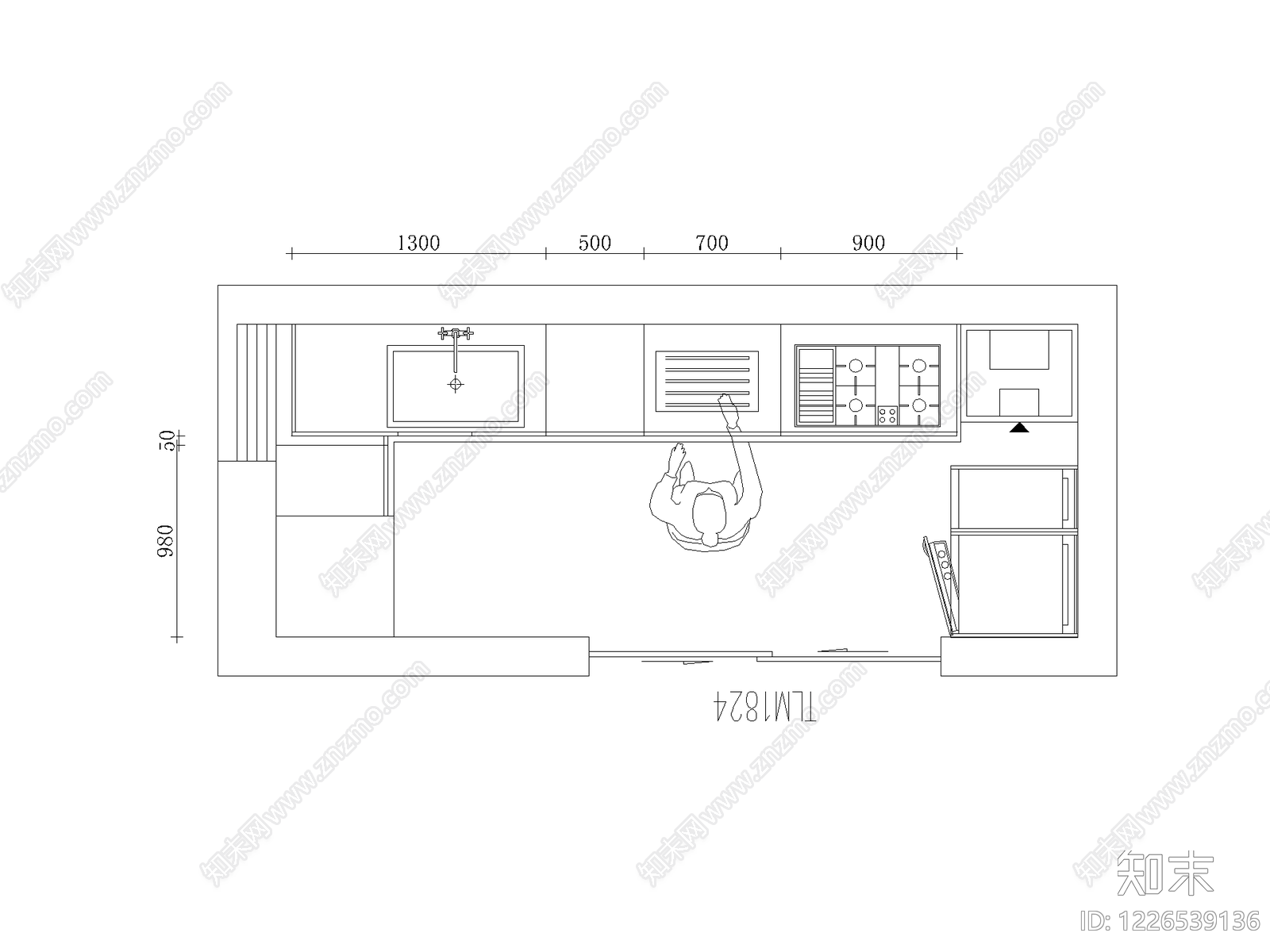 厨房设施cad施工图下载【ID:1226539136】