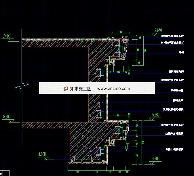 某市地税局附属用房外墙石材干挂幕墙施工图施工图下载【ID:36942967】