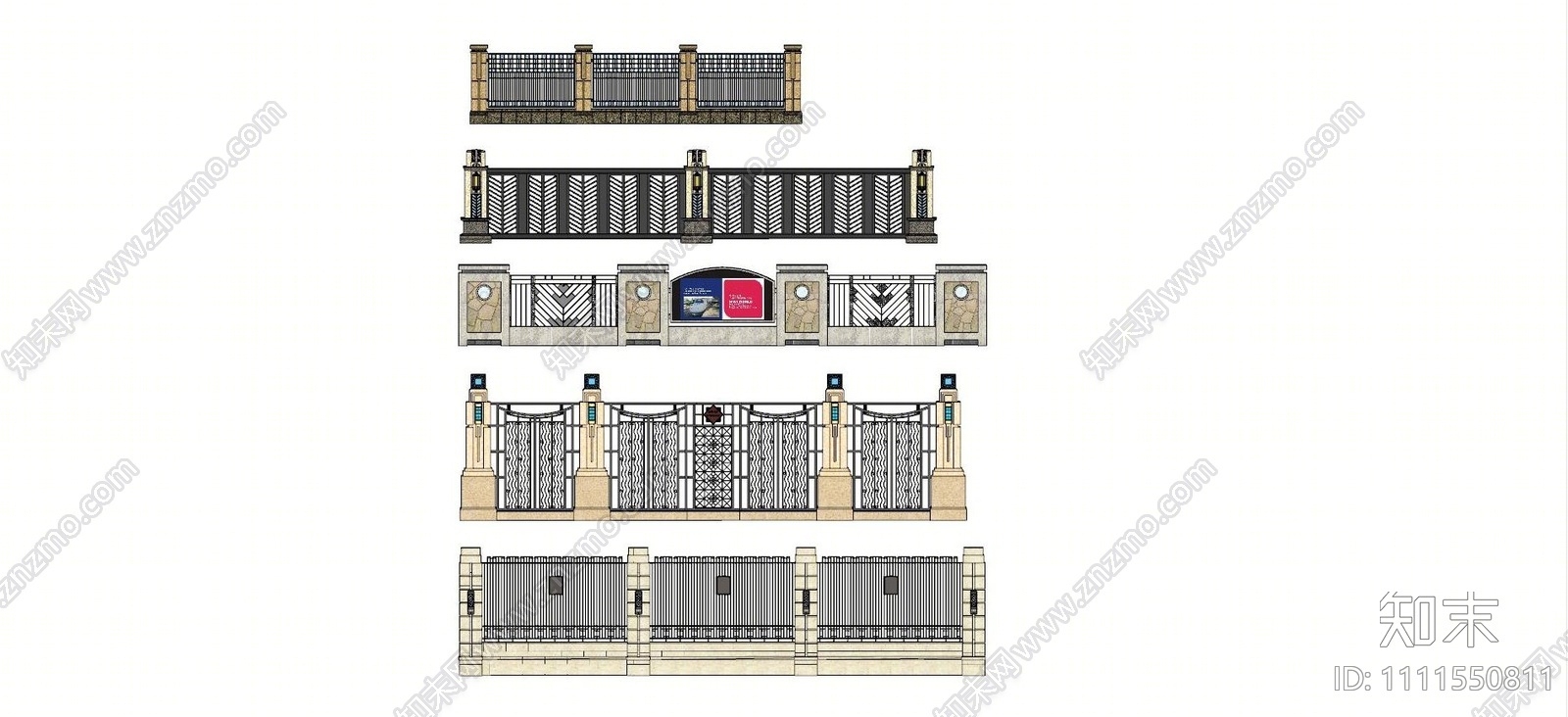 欧式围墙SU模型下载【ID:1111550811】