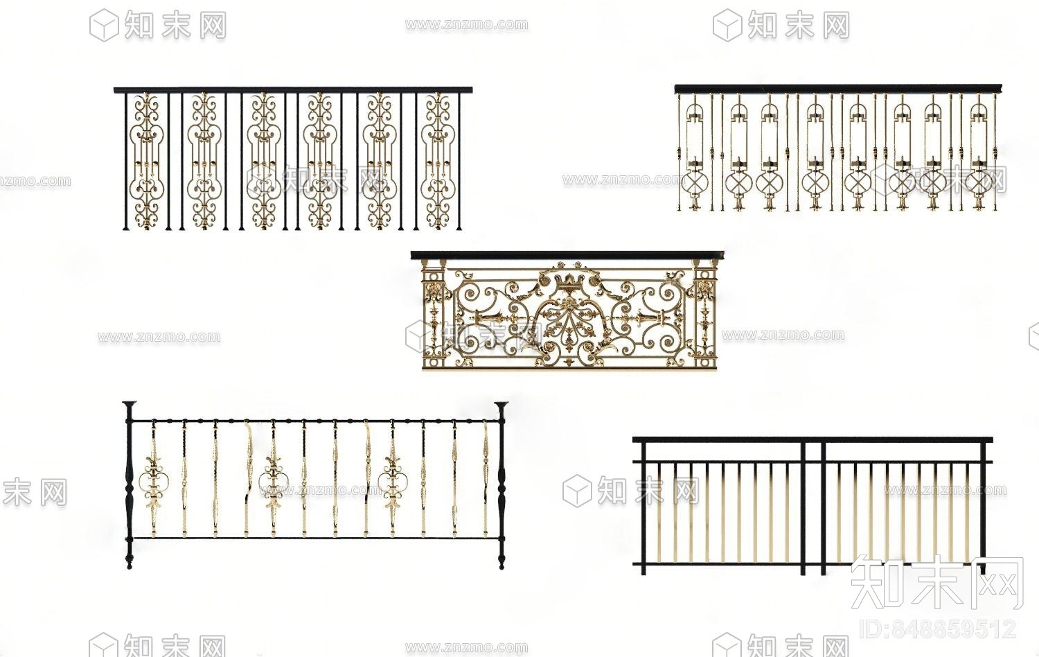 欧式雕花栏杆护栏3D模型下载【ID:848859512】