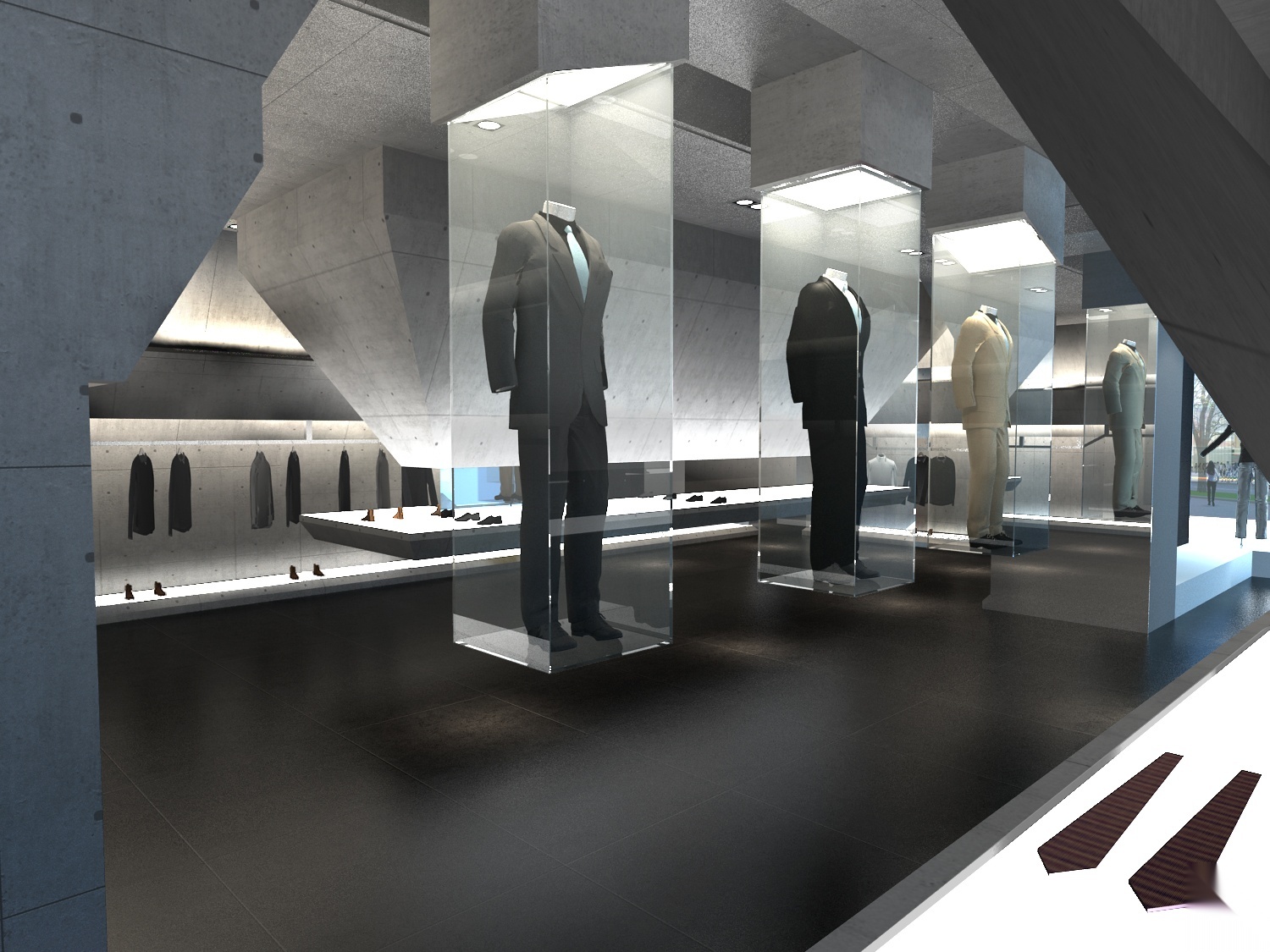 现代服装店设计施工图（附效果图）cad施工图下载【ID:160416182】