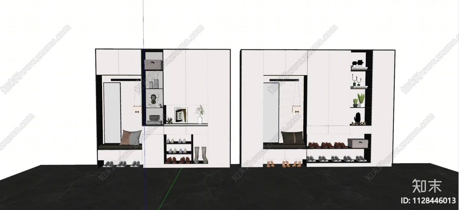 现代鞋柜SU模型下载【ID:1128446013】