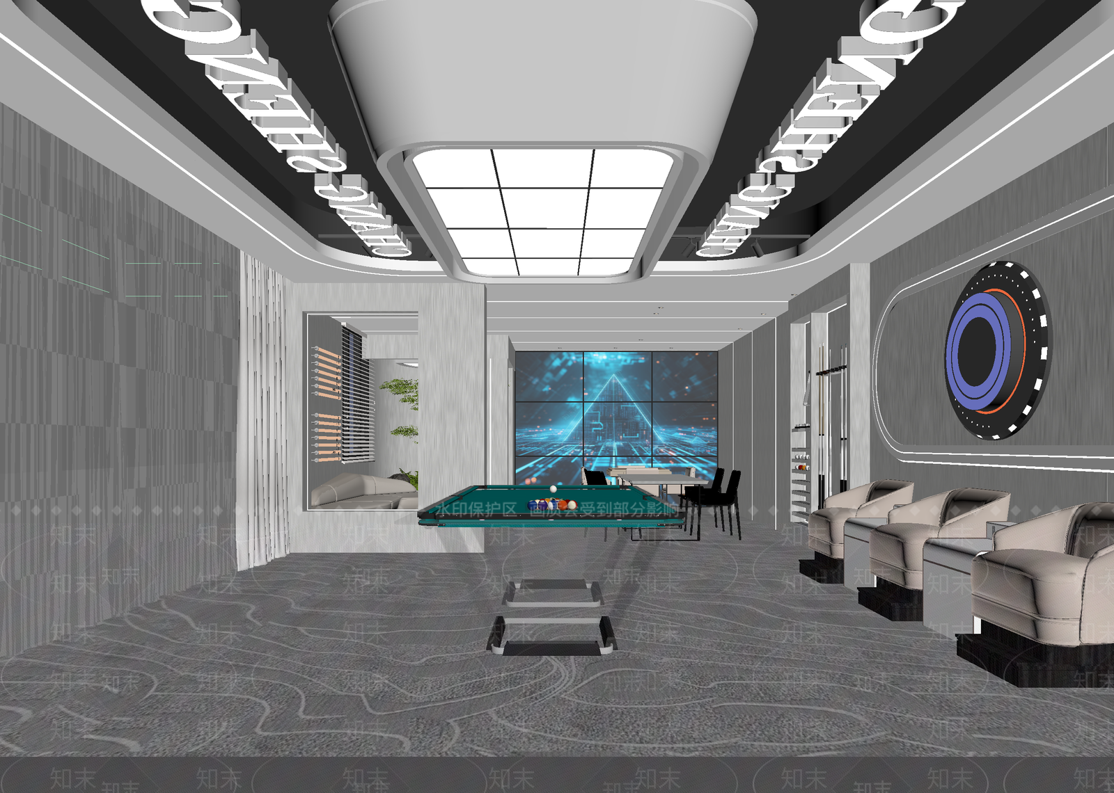 现代台球室3D模型下载【ID:1215051595】