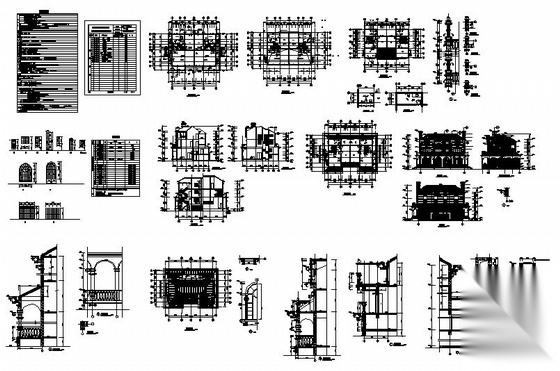 某三层别墅建筑施工图cad施工图下载【ID:149902135】