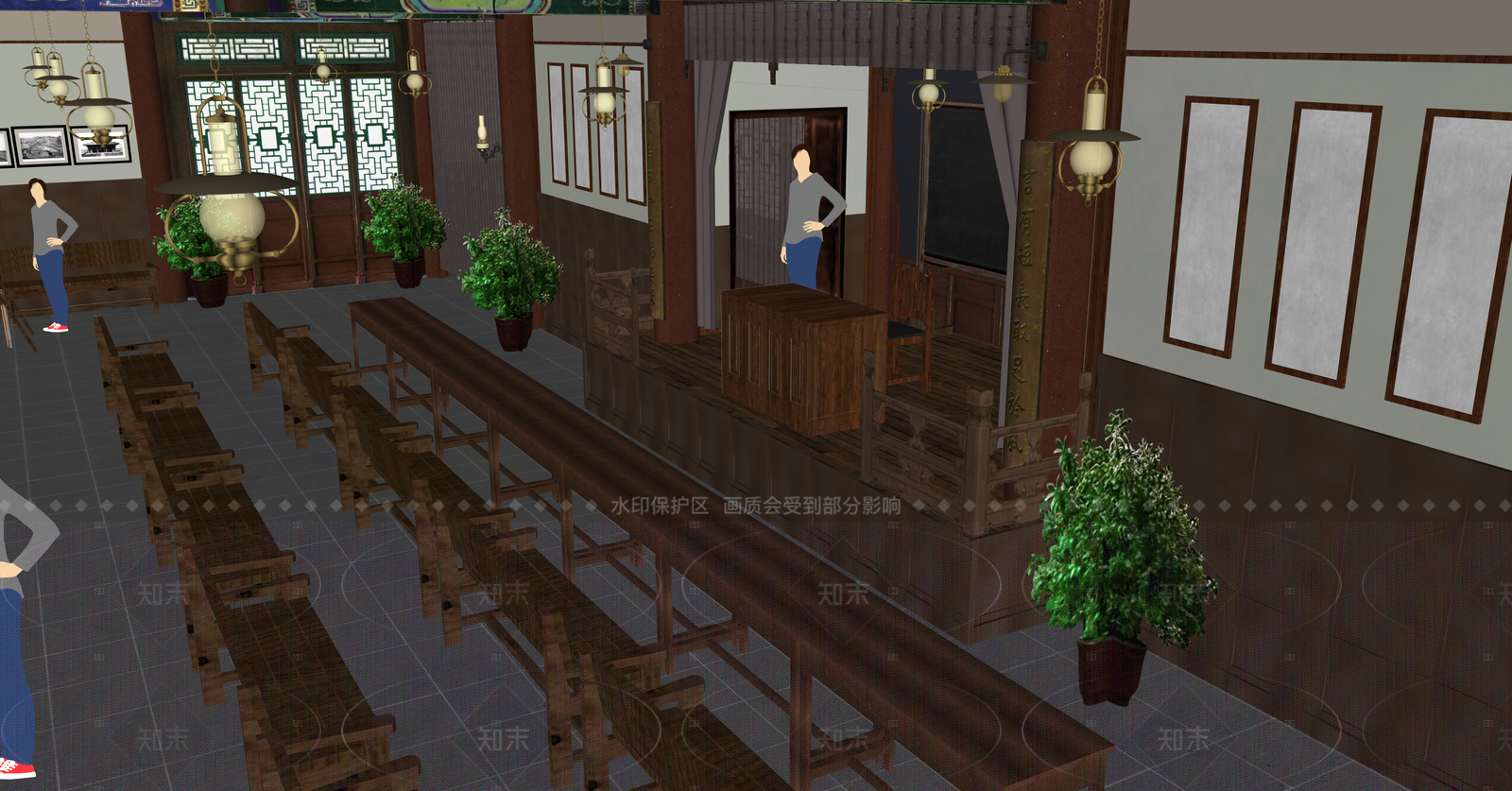 中式会议室SU模型下载【ID:1216045569】