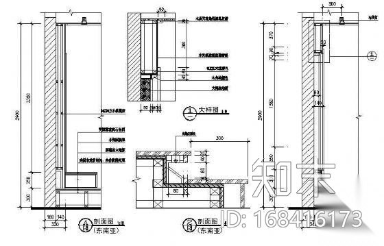 C1型别墅装修（东南亚)cad施工图下载【ID:168416173】