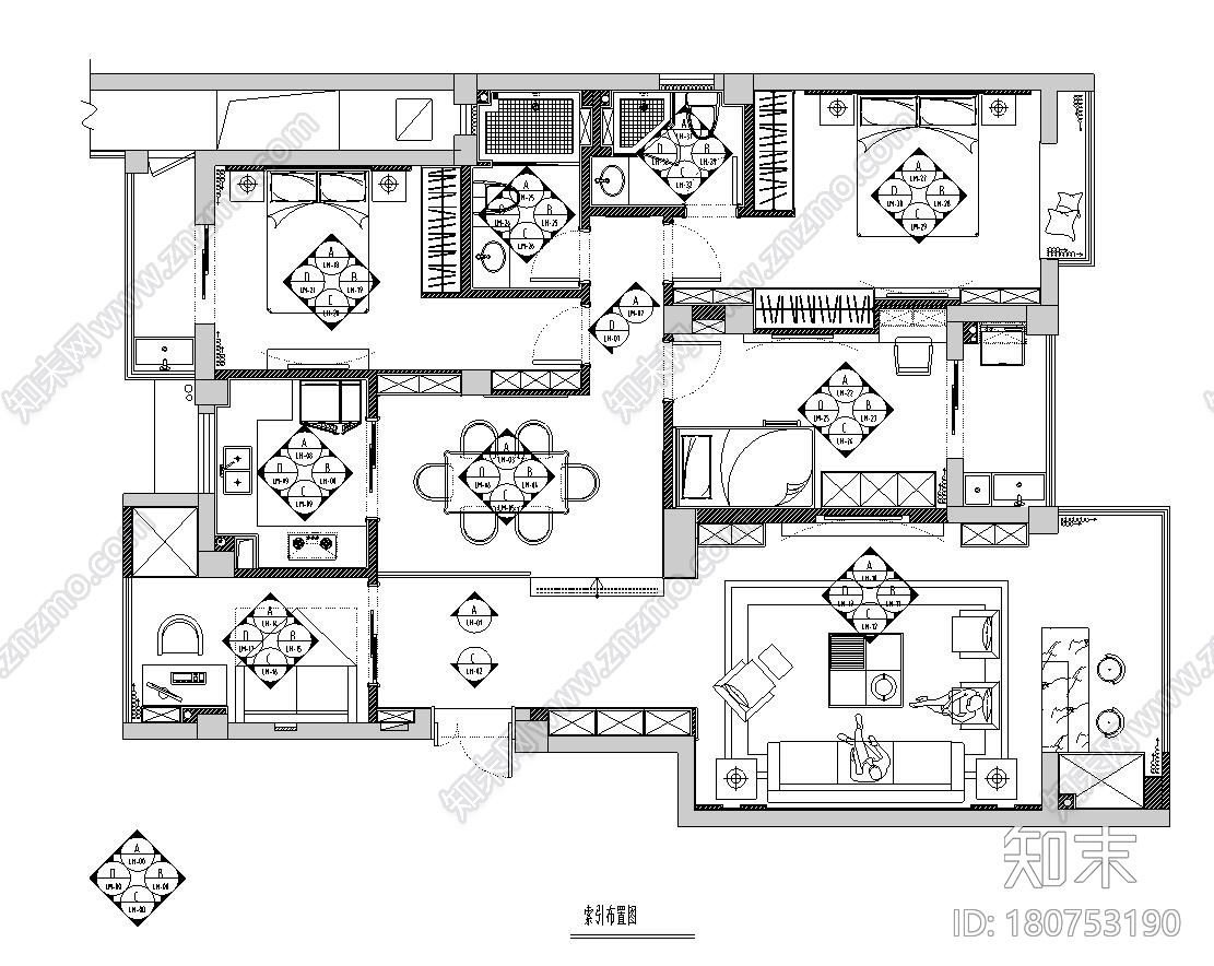 丽景天城样板房室内施工图设计施工图下载【ID:180753190】