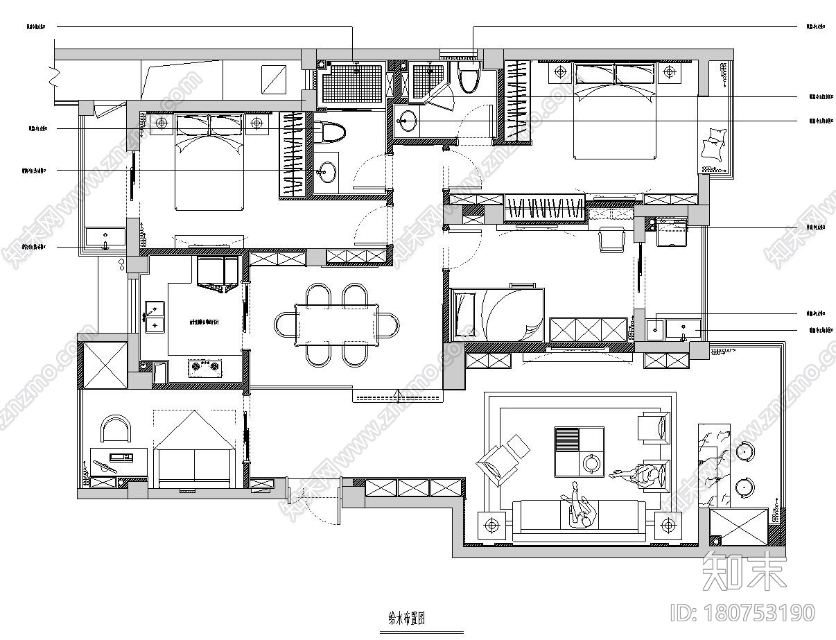 丽景天城样板房室内施工图设计施工图下载【ID:180753190】