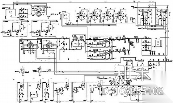 电厂除盐水处理流程图（含水箱图）cad施工图下载【ID:166255102】
