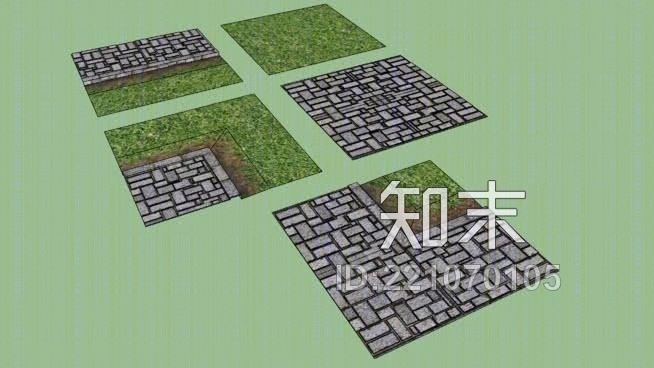 3D纹理的石头通道周围的草地上SU模型下载【ID:221070105】