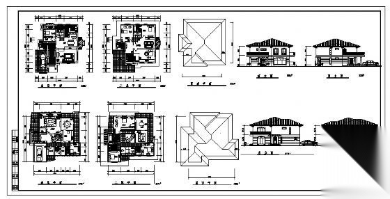 某二层小型别墅建筑设计方案图cad施工图下载【ID:149890146】